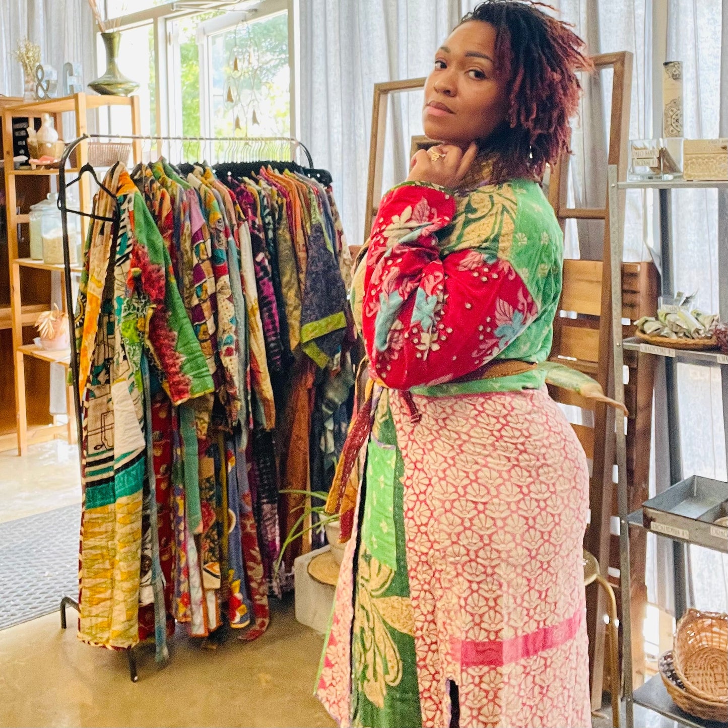 Vintage Kantha Quilted Kimono - Cream & Coco Skincare